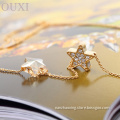 2016 OUXI Best Selling Women Gold Jewelry Gold Crystal Double Star Necklace